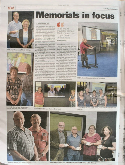 Bill Greenaway and Sharon Greenaway travelled hundreds of kilometres in order to capture images of WW1 Memorials.